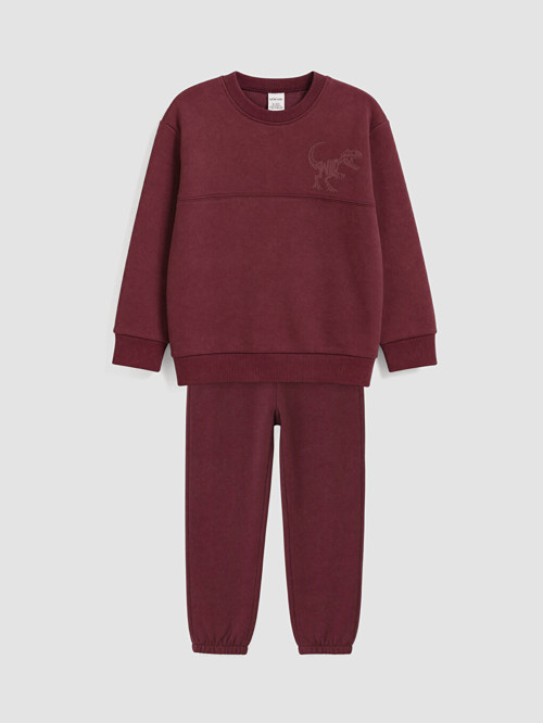LCW Kids Bordo Dinozor Baskılı Erkek Çocuk Eşofman Takımı