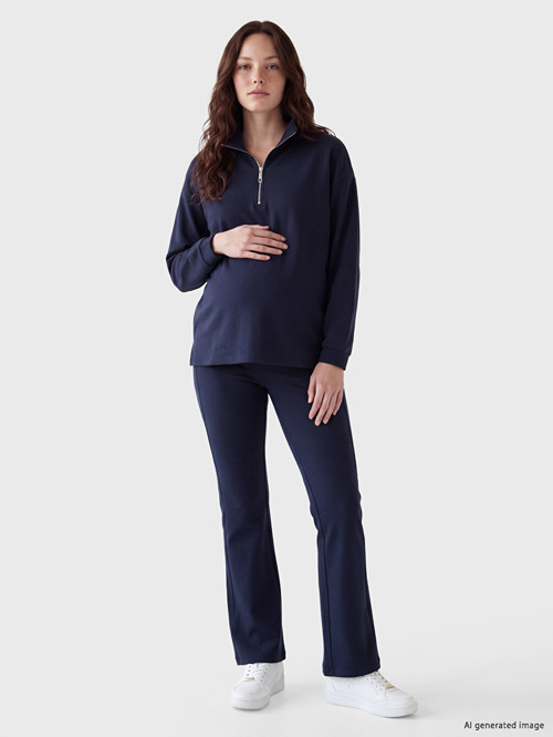 LCW Comfort Lacivert Dik Yaka Soft Touch Kadın Sweatshirt