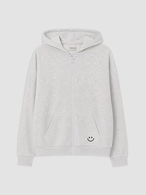 LCW Kids Gri Kapüşonlu Kız Çocuk Sweatshirt