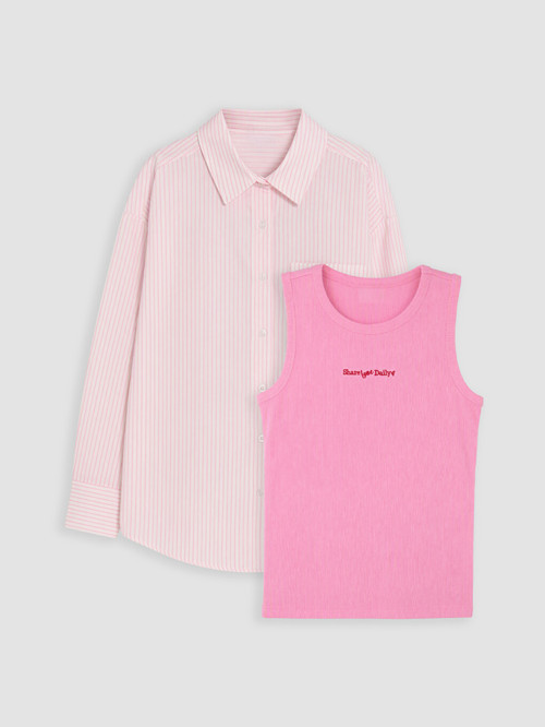LCW Kids Pembe Kız Çocuk Gömlek Ve Atlet