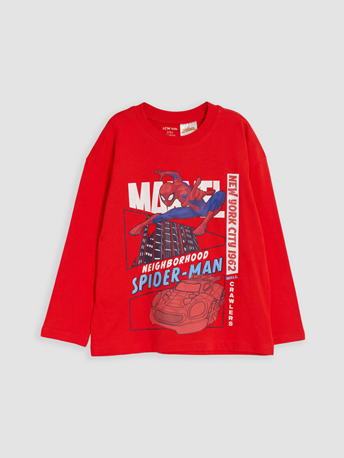 LCW Kids Kırmızı Spider-man Baskılı Erkek Çocuk Tişört