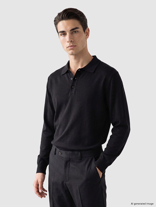 LC WAIKIKI Siyah Polo Yaka Erkek Triko Kazak