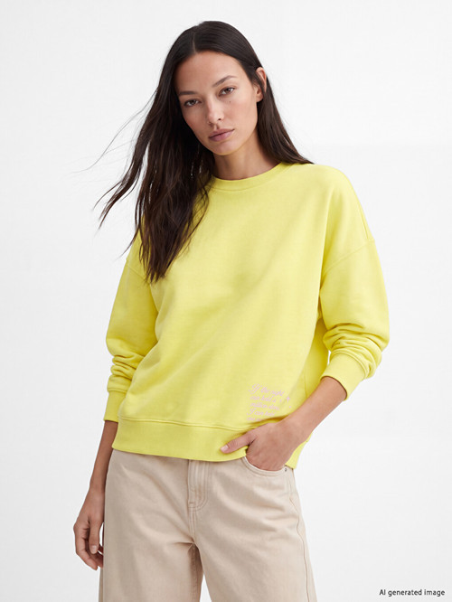 LC WAIKIKI Sarı Baskılı Oversize Kadın Sweatshirt