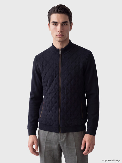 LCWAIKIKI Classic Lacivert Regular Fit Dik Yaka Erkek Triko Hırka