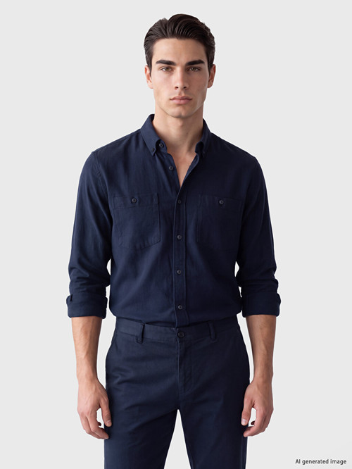 LCWAIKIKI Classic Lacivert Regular Fit Gabardin Erkek Gömlek