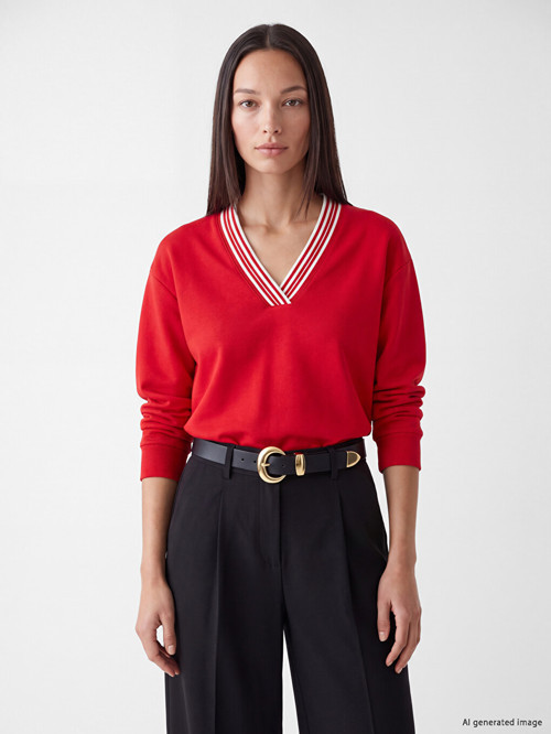 LCW EVERYDAY Kırmızı Oversize Soft Touch Kadın Sweatshirt