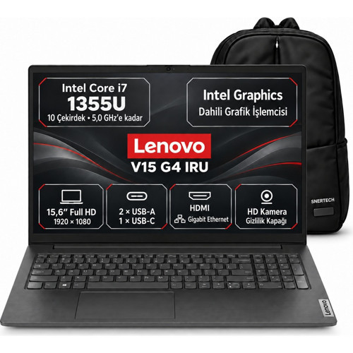 V15 G4 Iru 83A100HXTR S2 Intel Core I7 1355U 8gb 1tb SSD 15.6" Fhd Windows 11 Pro + Snertech Çanta