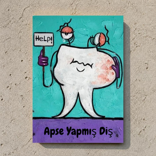 Apse Yapmış Diş Tasarımlı MDF Tablo - 20x28 cm Diş Kliniği Dekoratif Levha