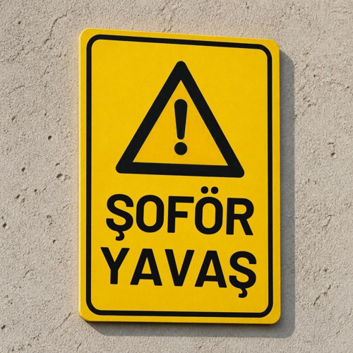 Şoför Yavaş Uyarı Tabelası - 20x28 cm MDF Dekoratif Levha