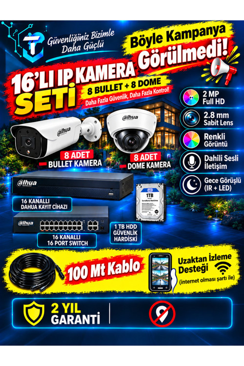 12 Lı Ip Güvenlik Kamera Seti