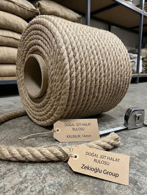 Jüt Halat Dekor İpi 14 mm 10 Metre Kendir İp Hasır İp Urgan Halat Hobi ve Dekorasyon İpi
