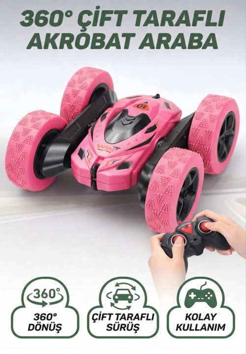 Uzaktan Kumandalı 5 Fonksiyonlu Işıklı Şarjlı 360 Derece Dönebilen Oyuncak Akrobat Araba