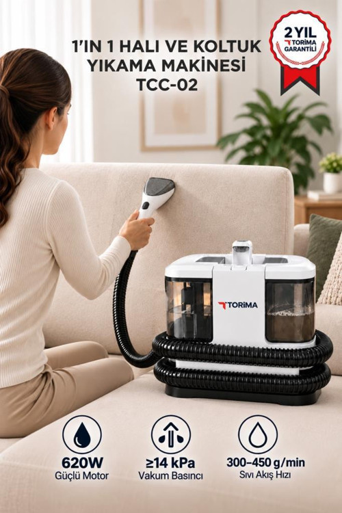 Halı ve Koltuk Yıkama Halı Temizleme 1IN1 Leke Çıkartma Makinesi TCC02 Beyaz