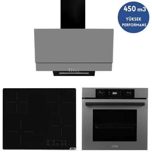 AFM Serisi EN1 Dijital Elektrikli Vitro. Antrasit-Gri Ankastre Set (V6-04 +FM3407+FM7710)