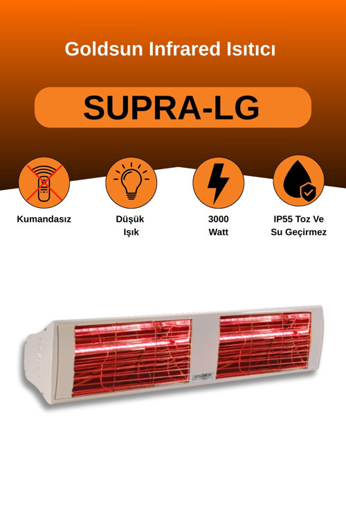 Supra 3000 Watt GSS30LG Düşük Işıklı Kumandasız Suya Dayanıklı Elektrikli İnfrared Isıtıcı-Beyaz