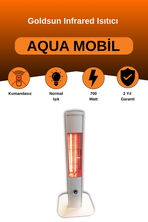 Aqua Mobil 700 Watt GSA07VP Isısı Ayarlanabilir Elektrikli İnfrared Isıtıcı-Beyaz