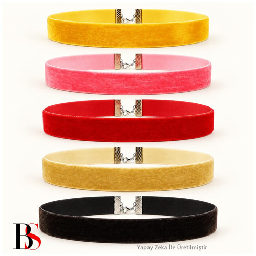 Beş Renk Kadın Choker - 5 Adet