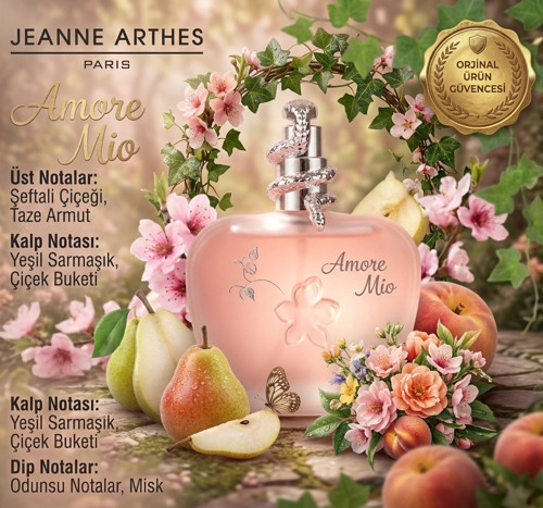 Jeanne Arthes Amore Mio EDP 100 ml Kadın Parfümü – Şeftali Çiçeği & Armut Notalı Özel Seri