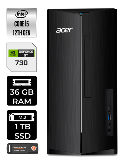 Aspire i5 12400 36GB RAM 1TB SSD GT730/2GB W11HOME DT.BHUEM.005 MASAÜSTÜ PC & PER4 BELLEK