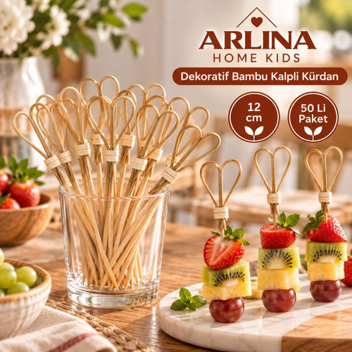 Dekoratif Bambu Kalpli Kürdan 12 CM 50'li Paket