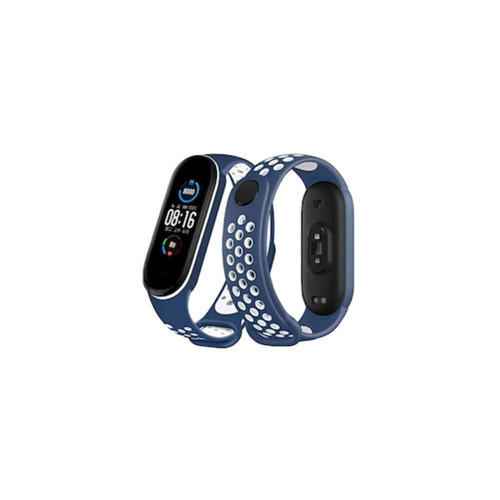 Mi Band 6 Spor Delikli Kordon - Lacivert-beyaz