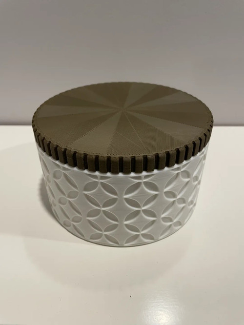 3D Baskı 3lü Geometrik Desenli Kavanoz Seti Ahşap Görünümlü Kapaklı Dekoratif Mutfak Saklama Kabı 6-10-15 cm