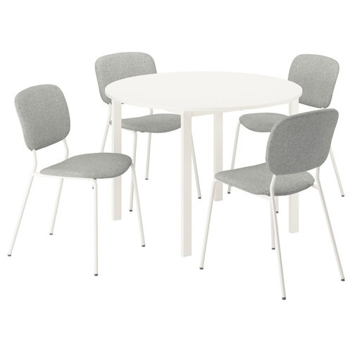 Mutfak Masası Takımı, Beyaz-Tibbleby Bej/Gri, 4 sandalyeli, Sabit, 107 cm