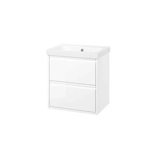 Lavabo Dolabı Kombinasyonu, Parlak Cila Beyaz, 62x49x69 cm