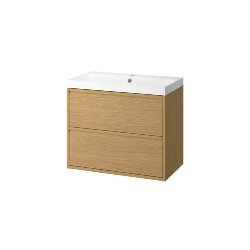 Lavabo Dolabı Kombinasyonu, Meşe Görünümlü, 80x48x69 cm