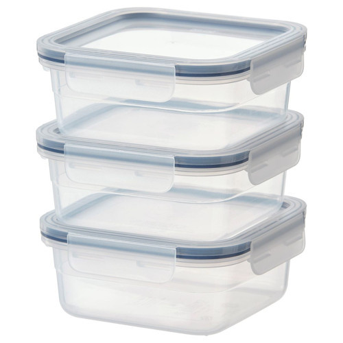 Plastik Saklama Kabı Seti, Şeffaf, 750 ml, Kare, 3 Parça