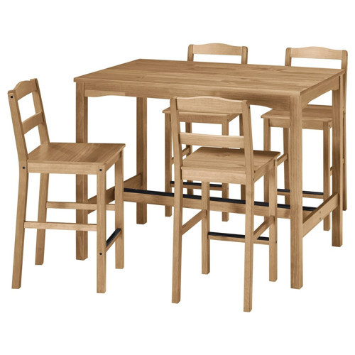Bar Masası ve Tabure Seti, Vernik-Çam, 4 tabureli