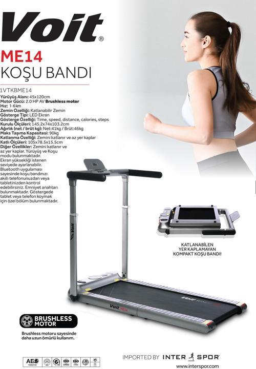 ME14 Katlanabilir 6KM Hız Bluetooth Uygulamalı Uzaktan Kumandalı Hoparlörlü Koşu Bandı
