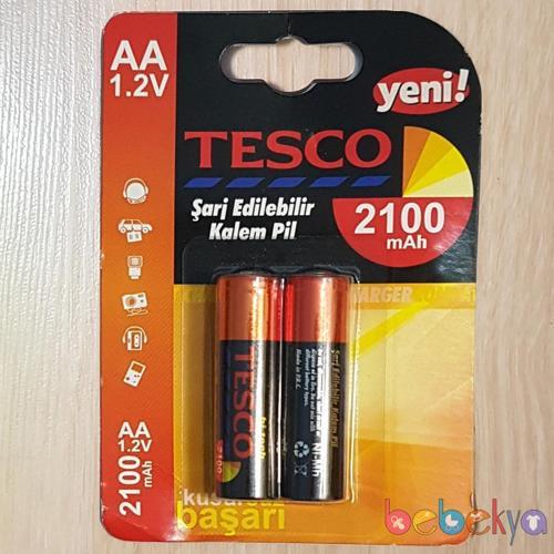 Şarj Edilebilir Normal Kalem Pil 2 Adet AA 2100 mAh Şarj Edilebilir AA Normal Kalem Pil