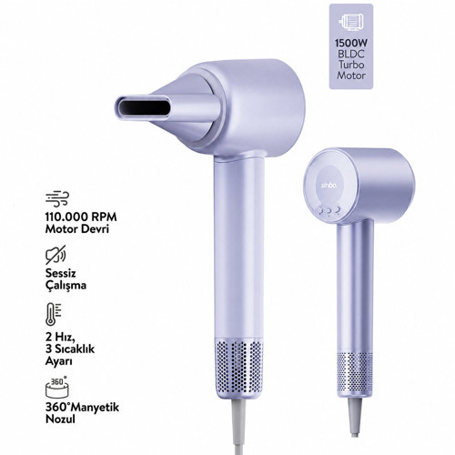 MAVİ BLDC TURBO MOTOR SAÇ KURUTMA - ŞEKİL MAKİNESİ 1500W 3-KDM.HIZ 4-KDM.ISIAYAR=SICAK-ILIK-HAFİF-SO