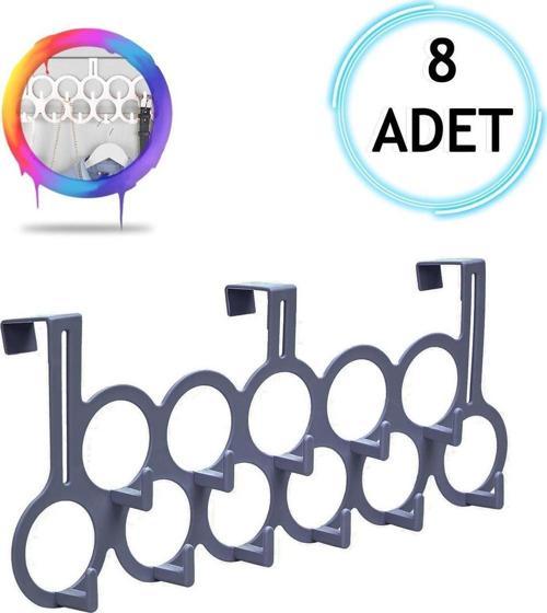 8 Adet Gri Gondol Kapı Arkası Askılık - Çok Amaçlı Kapı Arkası Askılığı
