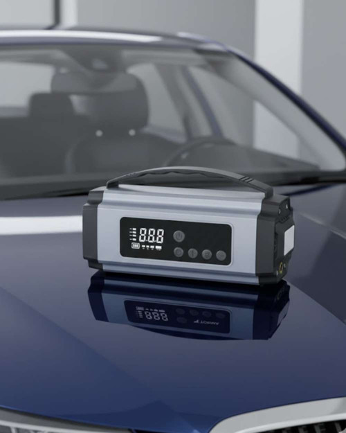 Taşınabilir Akü Takviye Cihazı Dijital Hava Kompresörü Powerbank ve LED Fener Bir Arada