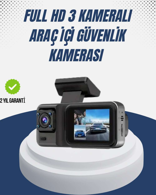 1080P Üç Kameralı Araç Kamerası Wi-Fi Destekli Park Modu ve G-Sensörlü