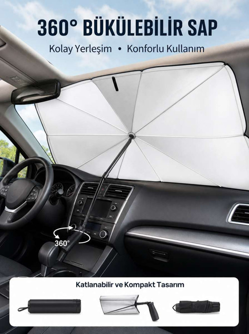 Pratik Ön Cam Güneşliği – Geniş Kapsama Alanı, Kolay Saklama Yeni Nesil