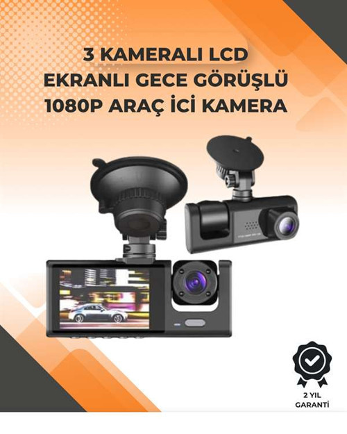 3 Kameralı Dashcam Sistem – Geri Görüş Yardımı, Park Koruması ve G-Sensör