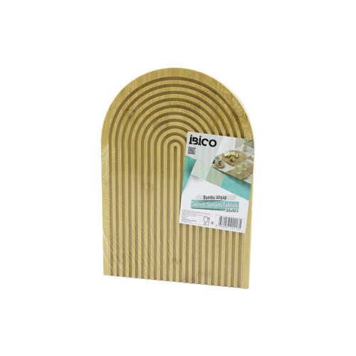 YARIM DAİRE ÇİFT TARAFLI=DÜZ - KANALLI AHŞAP BAMBU SUNUM TEPSİ 22X32CM (5691)