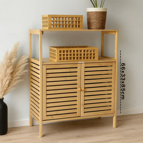 ÇOK AMAÇLI DOLAP AHŞAP BAMBU ORGANİZER RAFLI 66X33X85CM (5691)