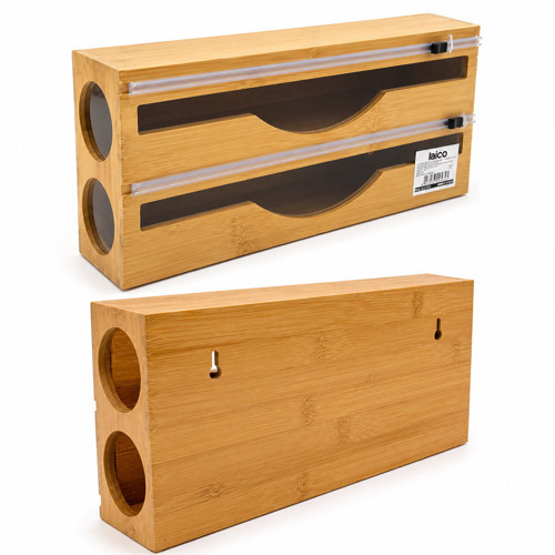 2IN1 AHŞAP BAMBU STREÇLİK - FOLYOLUK - HAVLULUK KESİCİ BIÇAK KANALLI (5691)