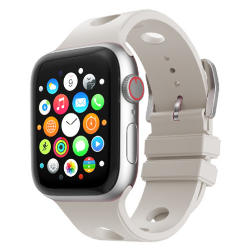 Apple Watch 40mm Uyumlu Kordon Delikli Tasarım Silikon Starlight