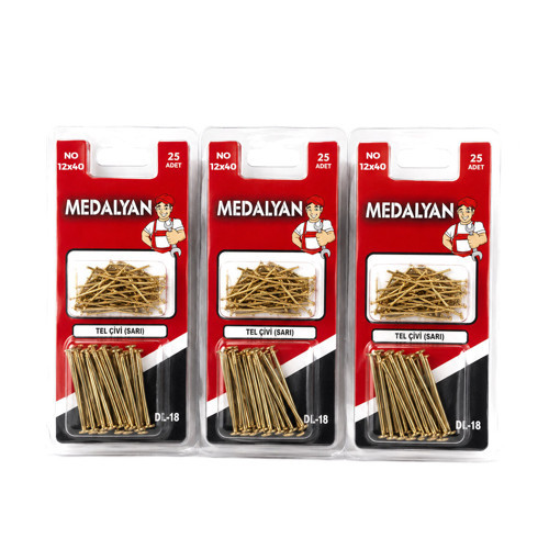 300 ADET 12X40 SARI TP ÇELİK TEL ÇİVİ 12X25PCS (5691)