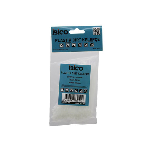 100PCS BEYAZ 2.5X100MM PLASTİK CIRT KELEPÇE (5691)