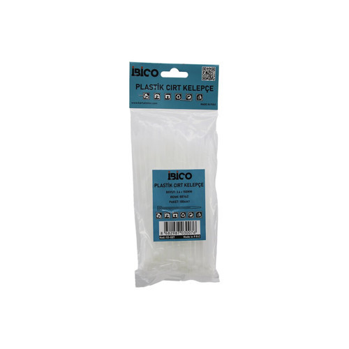 BEYAZ 3.6X150MM PLASTİK CIRT KELEPÇE 100PCS (5691)