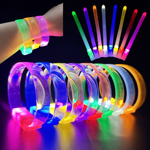 3 Modlu Pilli LED Işıklı Esnek Parti Bilekliği Mor (5691)