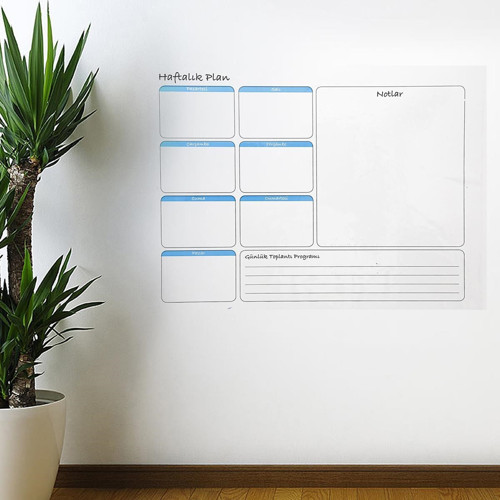 Haftalık Planlayıcı Manyetik Duvar Stickerı Takvim 70 cm x 56 cm (5691)