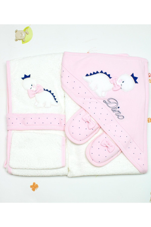 Yenidoğan Kız Erkek Bebek 4 Parça Havlu Bornoz Set