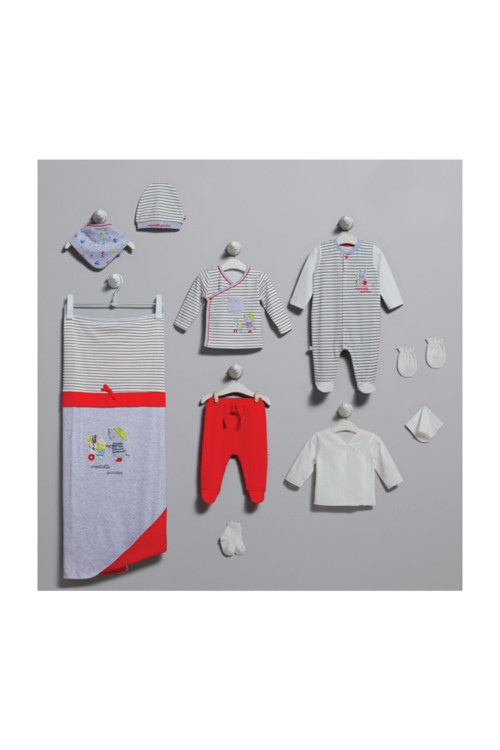 Erkek Bebek Gri Boy Garden Tulumlu 10'Lu Hastane Çıkışı